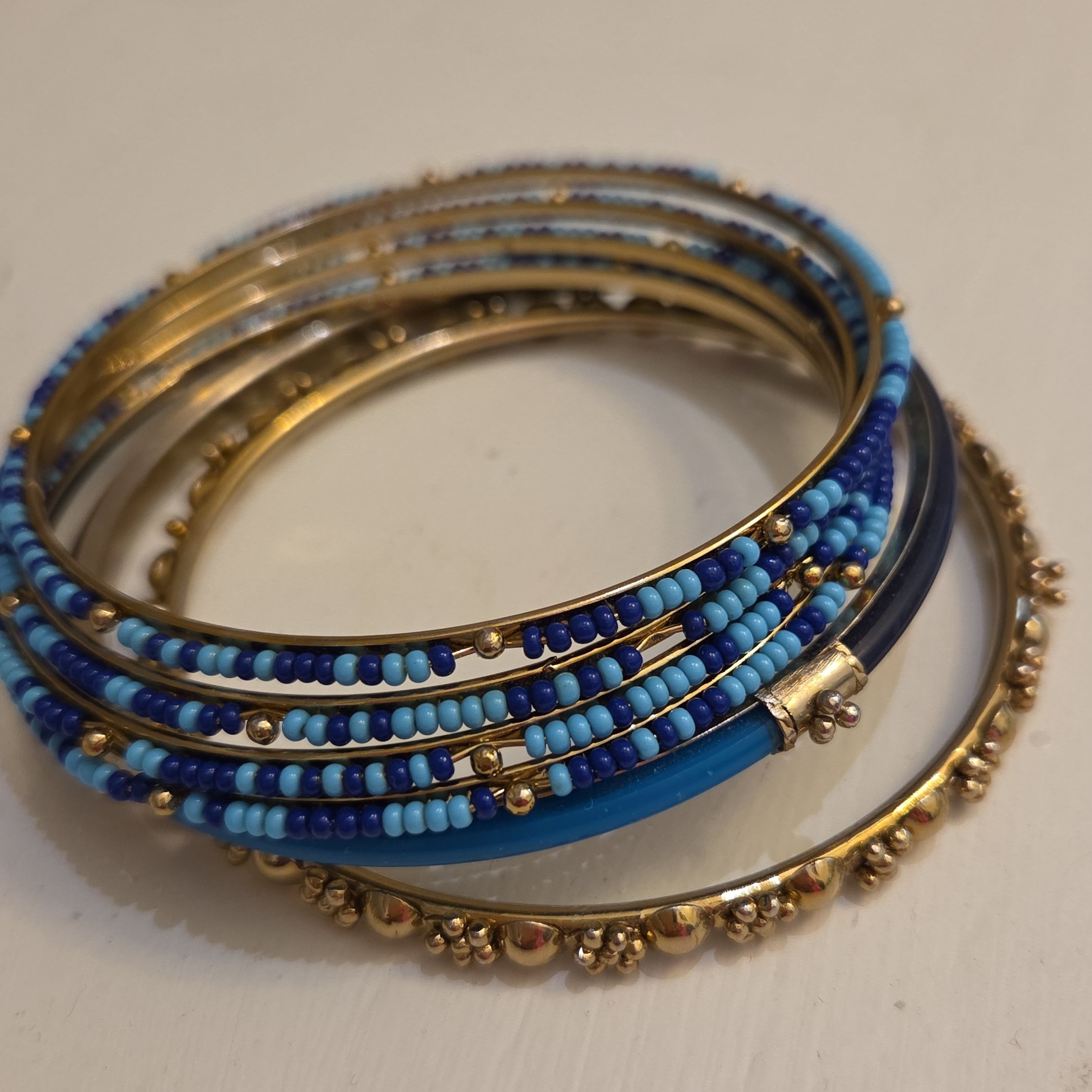 Amrita Singh Blue And Gold Beaded Bracelets 8$